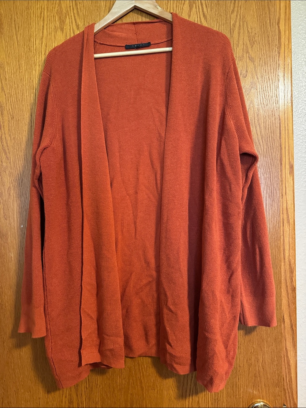 Cyrus Open-Front Cardigan Sweater - Rust Orange